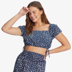 Roxy Navy Crop Top with Tie Sides Size Large